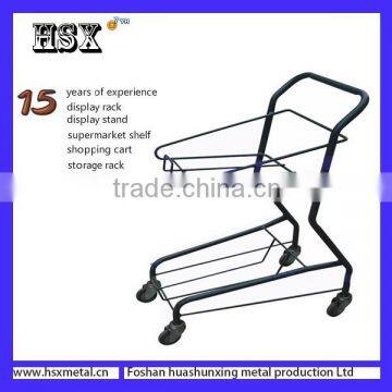 powder coat two basket shopping cart /two layer metal cart /wire basket shopping cart HSX-S485