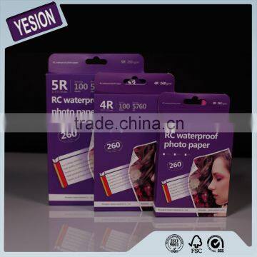 Yesion Premium A4 3R 4R 5R 6R 8R RC Photo Paper Sale, Waterproof RC Glossy Photo Paper