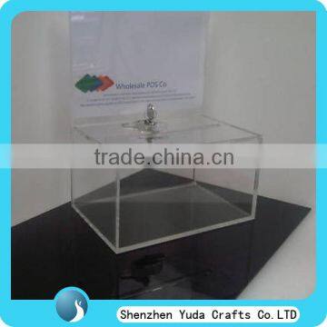 tabletop clear acrylic diy money donation box with lock