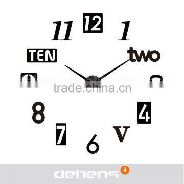 DEHENG 2016 Modern design home decorative 3D frameless large DIY wall clock