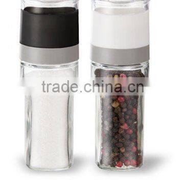 SINOGLASS 2 Pc Cylinder Shape Glass Grinder Jar with Plastic Lid