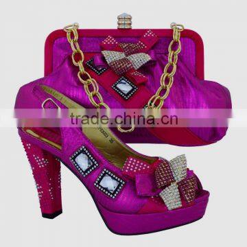 CP63003 Haniye 2016 Italian Fushia shoes and bag set for party and ball/shoes matching bag with stones in green