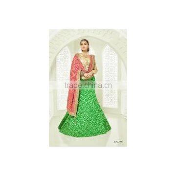 Vibrant Green Brocade Lehenga Choli/Buy Indian Lehenga Choli for Women