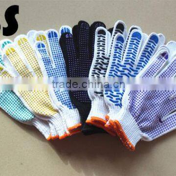 BSSAFETY 10 or 13 gauge cotton yarn knitting with pvc dotted gloves