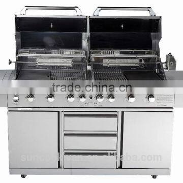 High End Stainless Steel Twin Hood Bbq Gas Grill photo-2