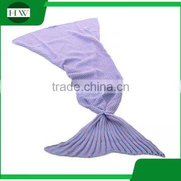 China supplier low MOQ kids children knitted mermaid tail blanket