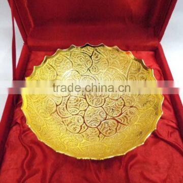 New design promotional gift, corporate gift item gold plated brass bowl