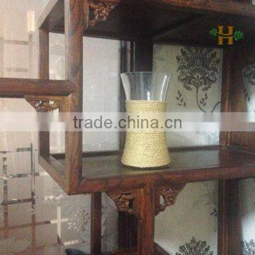 Wholesale Different Types Hand Made Clear Glass Vase,Paper Rope Decoration Glass Vase photo-4