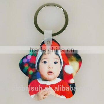 Guangdong supplier MDF key-chain star shape sublimation key-chains