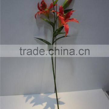 Dry Flower Artificial Two Flowers Two Buds Lily Fabric Flower photo-5