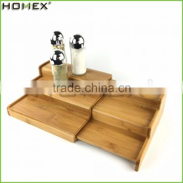 3 Tier Bamboo Spice Expanding Stand Rack and 3 Steps/Homex_FSC/BSCI Factory