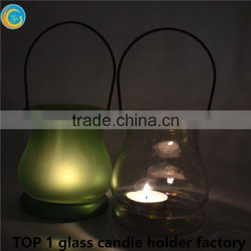 Glass Candle Holder With Metal Handle/hanging Glass Candle Holder photo-2
