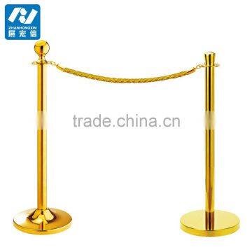 Golden Steel Rope Stanchion Ball Top Queue Rope Barrier photo-4