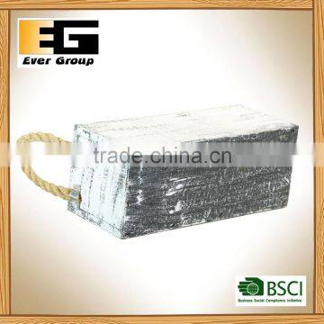 Rectangle Shape Wooden Pot Planters With Rope Handles