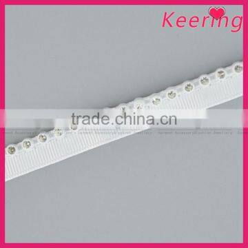 fashionable white tape rhinestone decorative trim for garment WTPE-028