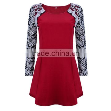 Fashion Women Long Sleeve Summer Lace Evening Party Cocktail Short Mini Dress