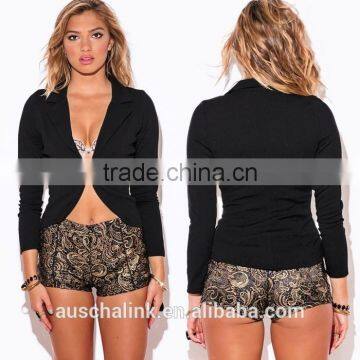 Best Selling Fancy Women Black Single Button Fitted Blazer photo-6