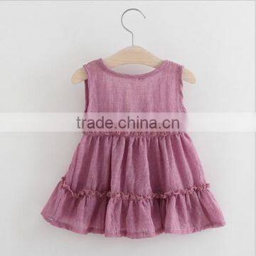 2017 Latest Wholesale Baby Clothes Cheap Children's Boutique Sleeveless Summer V Neck 3 Year Old Girl Dress Girl Fancy Frocks photo-3