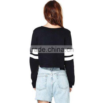 New Hip Hop Women Crop Tops Patchwork Long Sleeve Casual Loose Pullover Bomber Sweatshirt photo-6