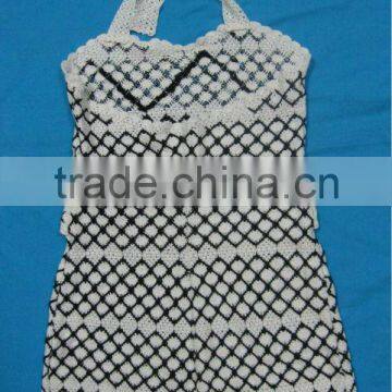 black white crochet swimsuit