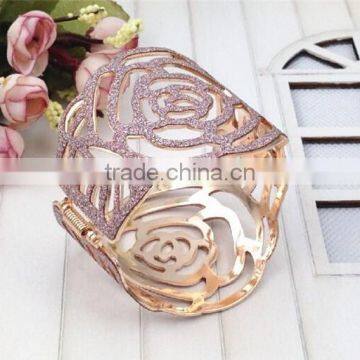Popular Frosted Rose Bangles for Girls Jewelry,gold Hollow Iron Bangle in Yiwu photo-5