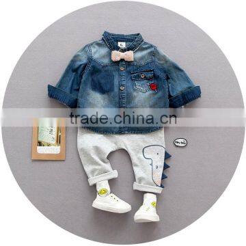S17641A Children Jean Trench Coats Kids Denim Coats photo-2