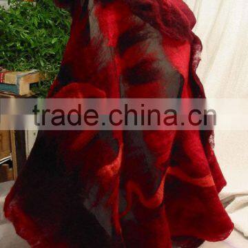 Red and Black Nuno Felt Wrap Shawl-handmade photo-4
