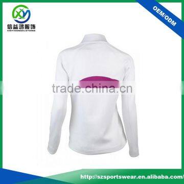High Quality White Color With Purple Red Big Trims Women Fleece Pullover photo-2