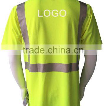 100%polyester Short Sleeve Reflective Chest Pocket Fluorescent T-shirt photo-2