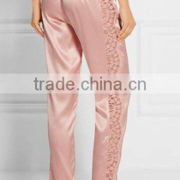 High Quality Custom Made Ladies Wearing Wholesale Silk-Blend Satin Pajama Decorated With Lace photo-6