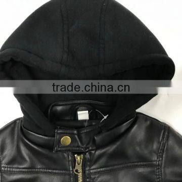 Children pu Jacket With Knitted Hood photo-2