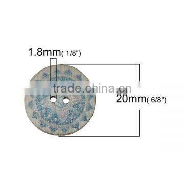 Wood Sewing Buttons Scrapbooking 2 Holes Round At Random Chakra Pattern 20mm Dia photo-2