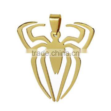 Stainless Steel Charm Pendants Spider Gold Plated 44.0mm x 39.0mm