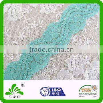 New design cheap green raschel flower trim lace for underwear