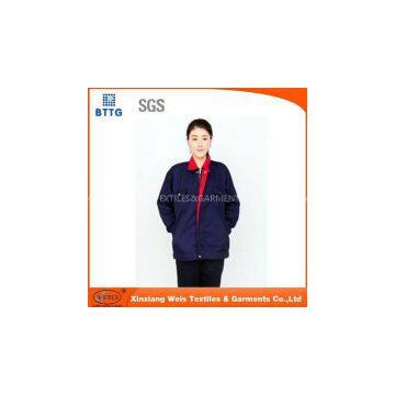 EN11612 manufacture royal blue coal mine workers360gsm 100% cotton fire resistant jacket work clothes for men