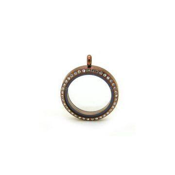 25mm Chocolate Magnetic Floating Locket With Crystals