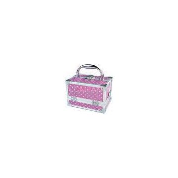 4mm MDF PVC Aluminum Cosmetic Cases / Makeup Boxes With Mirror , Pink