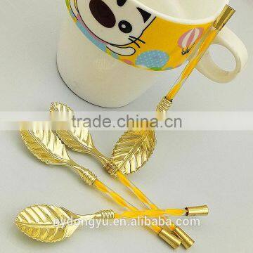 golden leave vintage spoon and fork/hy zinc alloy l creative spoon and fork /fancy spoon fork dinnerware tableware