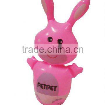 Cute pvc inflatable rabbit shape toy for kid,print aniaml toy for good quality