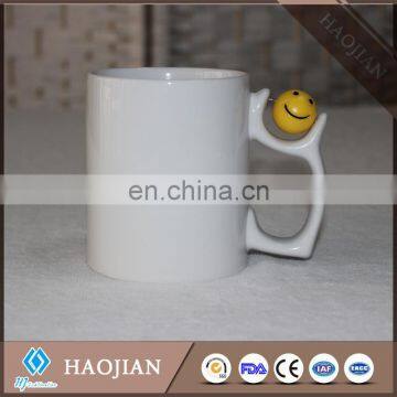 11oz white blank sublimation ceramic mug with smile face decoration