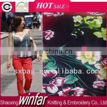 Shaoxing winfar single jersey knitting cupra spandex printed rayon fabric for garment