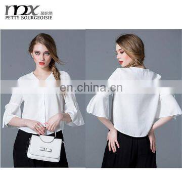 Trumpet sleeve fancy ladies tops latest design image