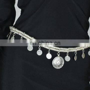 Ethnic Tribal Silver Belly Waist Chain Boho Coin Pendants Turkish Body Jewelry