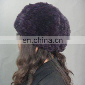 Fashion Ladies Hand-crafted Rex Stretch Fur Hat Winter Warmer Fashion Fur Cap