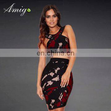 Fashion high quality women black and red lace strapless tops with skirt dresses