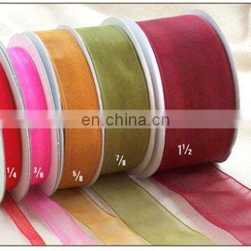 2015 Factory High Quality Wholesale Polyester Ribbon birthday gift packing sheer organza ribbon