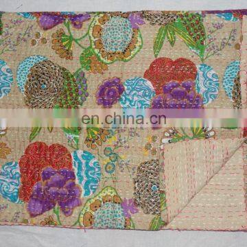 Beautiful vintage Indian kantha quilts - handmade from recycled saris