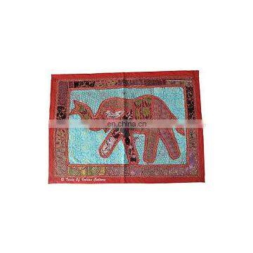 Indian Hand Elephant Wall Hanging Tapestry Embroidered Patch Sequins Patchwork table runner Tapestry Decorative Ethnic art