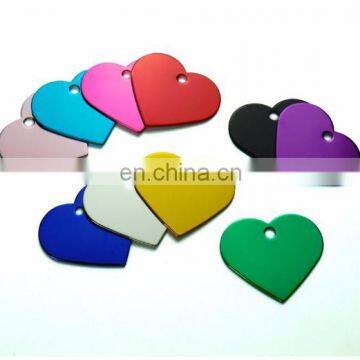 Heart Shape Front Back Engraving Aluminum Pet ID Tags for Dogs and Cats