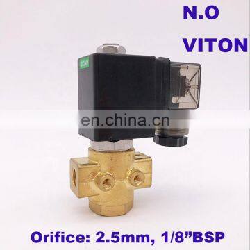 GOGO Normally open 16bar Brass high temperature steam 2 way solenoid valve 1/8 inch 12V DC Orifice 2.5mm FKM direct acting